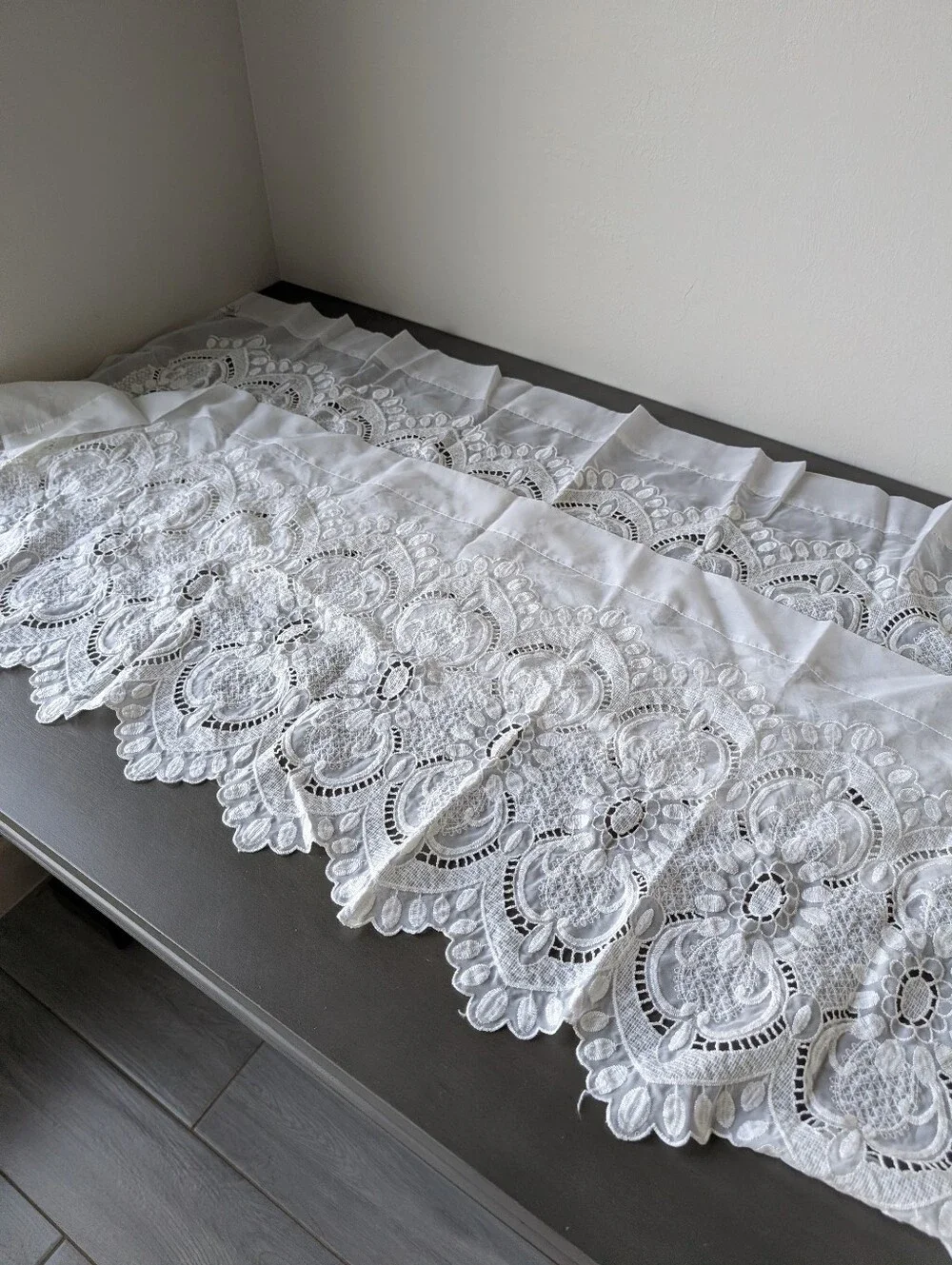 Cream Off White Boho Romantic Lace Mesh Sheer Panels Intricate Floral Pattern